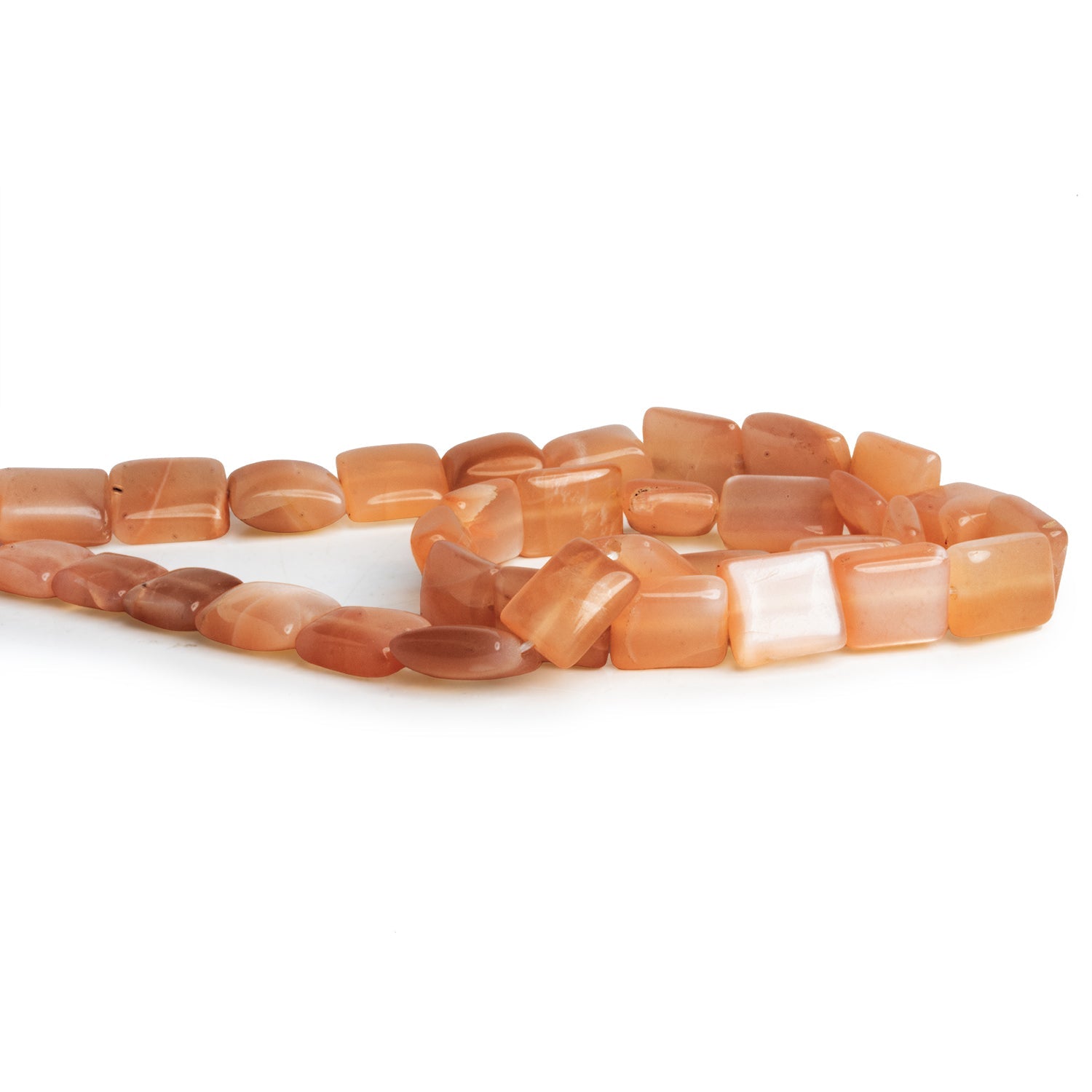 11x8mm Light Peach Moonstone Rectangles 12 inch 28 beads - The Bead Traders
