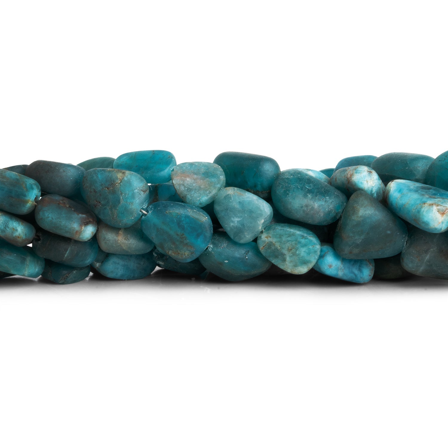 11x8mm Matte Apatite Nuggets 17 inch 40 beads - The Bead Traders