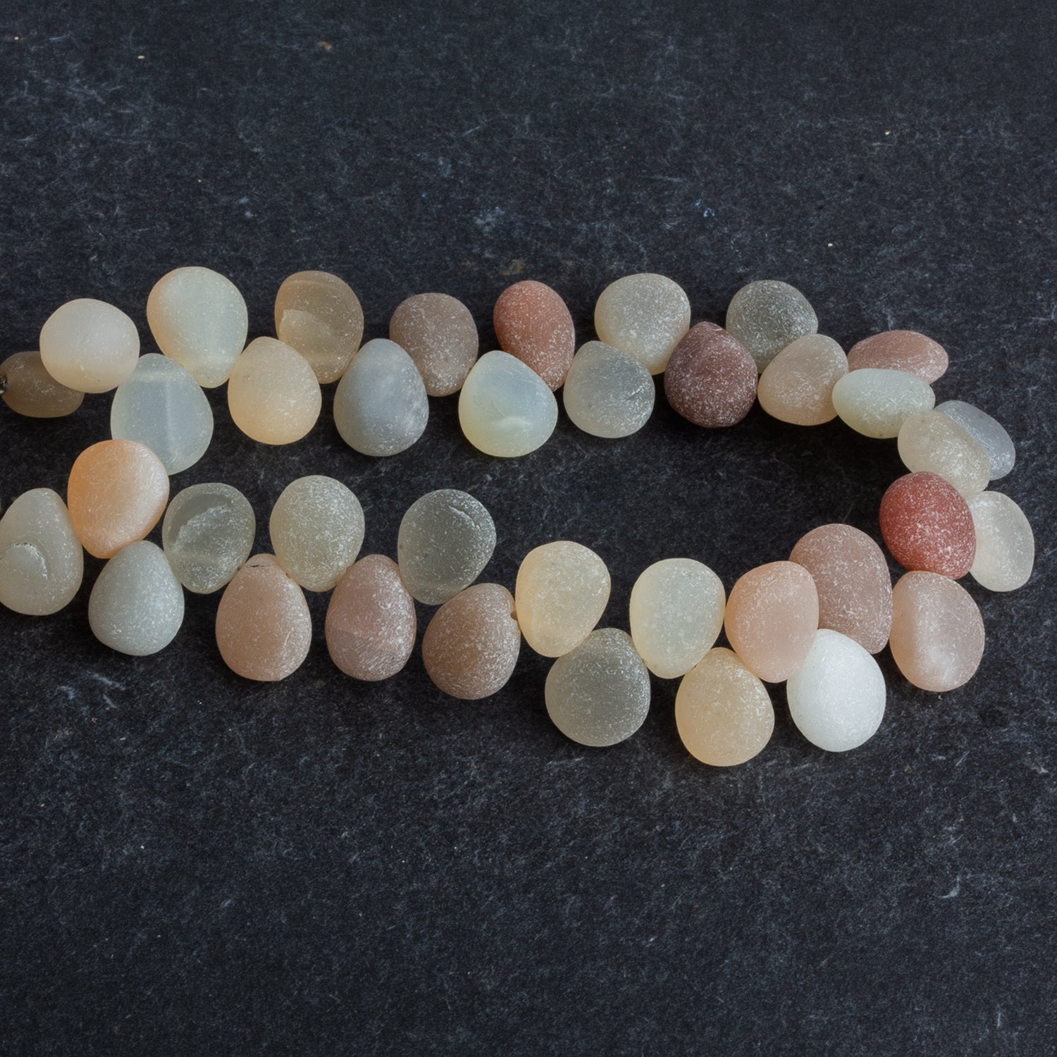 11x8mm Matte Multicolor Moonstone Plain Pears 7.5 inch 37 beads - The Bead Traders