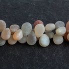 11x8mm Matte Multicolor Moonstone Plain Pears 7.5 inch 37 beads - The Bead Traders
