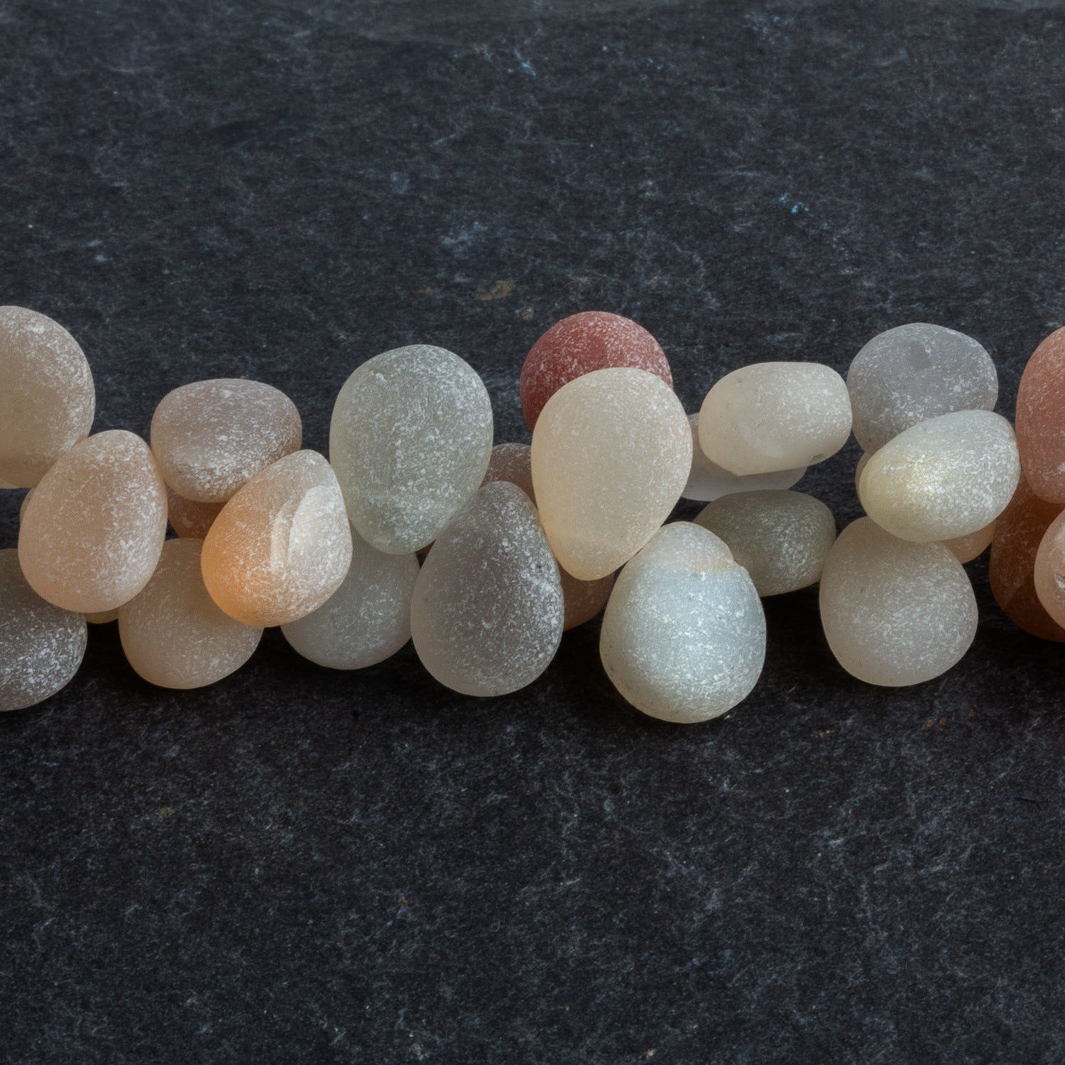 11x8mm Matte Multicolor Moonstone Plain Pears 7.5 inch 37 beads - The Bead Traders