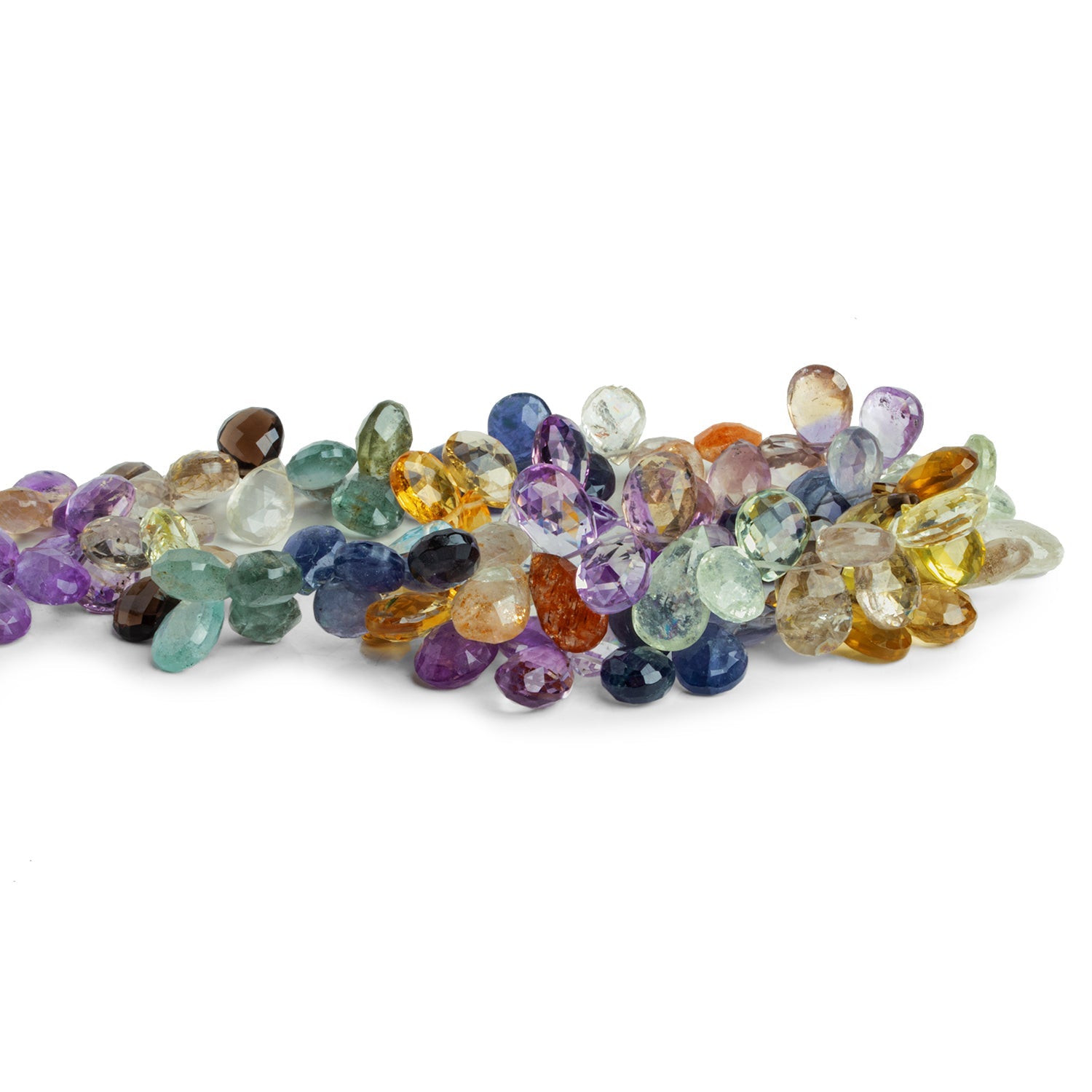 11x8mm Multi Gemstone Faceted Pears 17 inch 105 beads - The Bead Traders