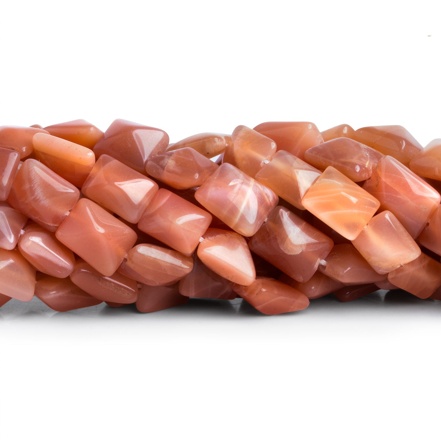 11x8mm Peach Moonstone Rectangles 14 inch 31 beads - The Bead Traders