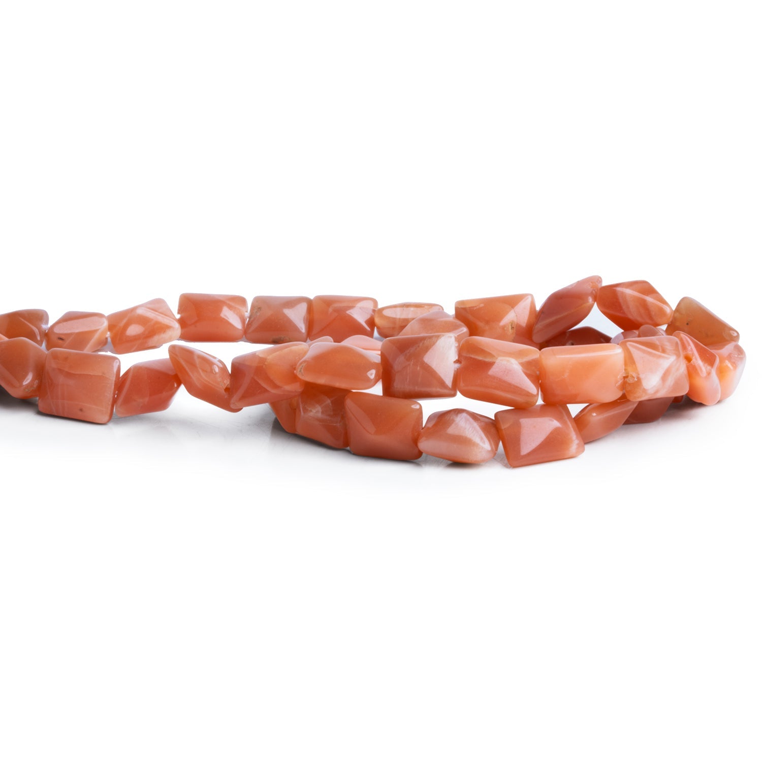 11x8mm Peach Moonstone Rectangles 14 inch 31 beads - The Bead Traders