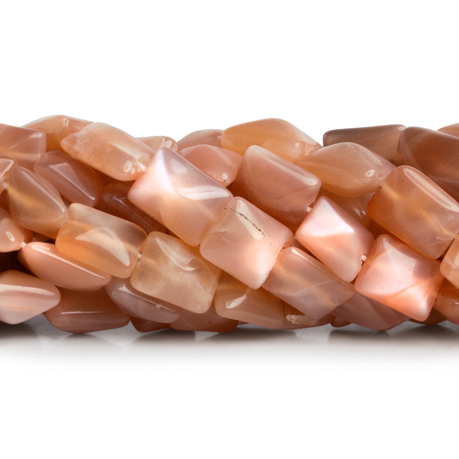 11x8mm Peach Moonstone Rectangles 14 inch 34 beads - The Bead Traders