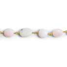 11x8mm Pink Peruvian Opal Oval Gold Chain 18 beads - The Bead Traders