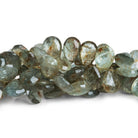 11x8mm Tourmalinated Moss Aquamarine Faceted Pears 8 inch 51 beads - The Bead Traders