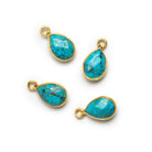 11x8mm Vermeil Bezeled Howlite Pear Pendants Set of 4 - The Bead Traders