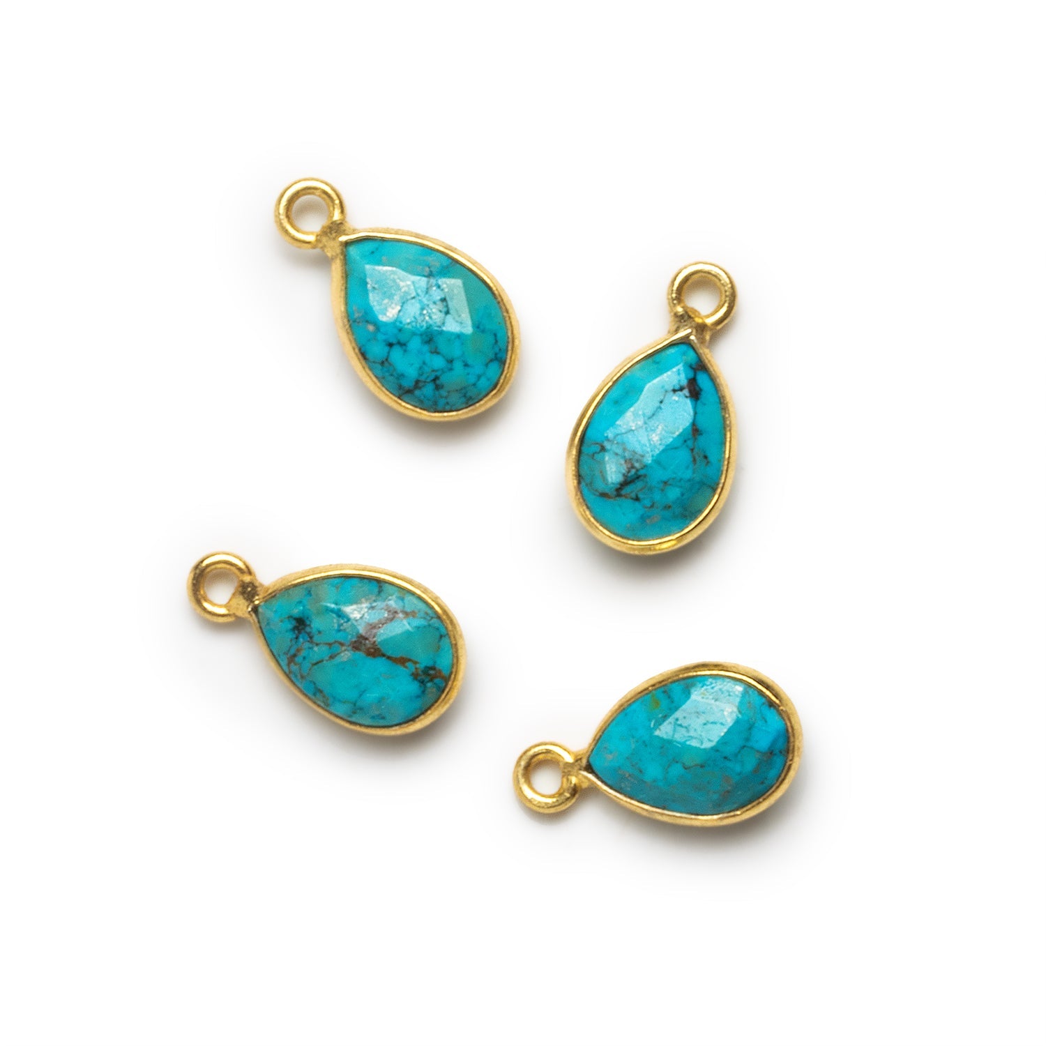 11x8mm Vermeil Bezeled Howlite Pear Pendants Set of 4 - The Bead Traders