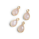 11x8mm Vermeil Bezeled Rose Quartz Pear Pendants Set of 4 - The Bead Traders