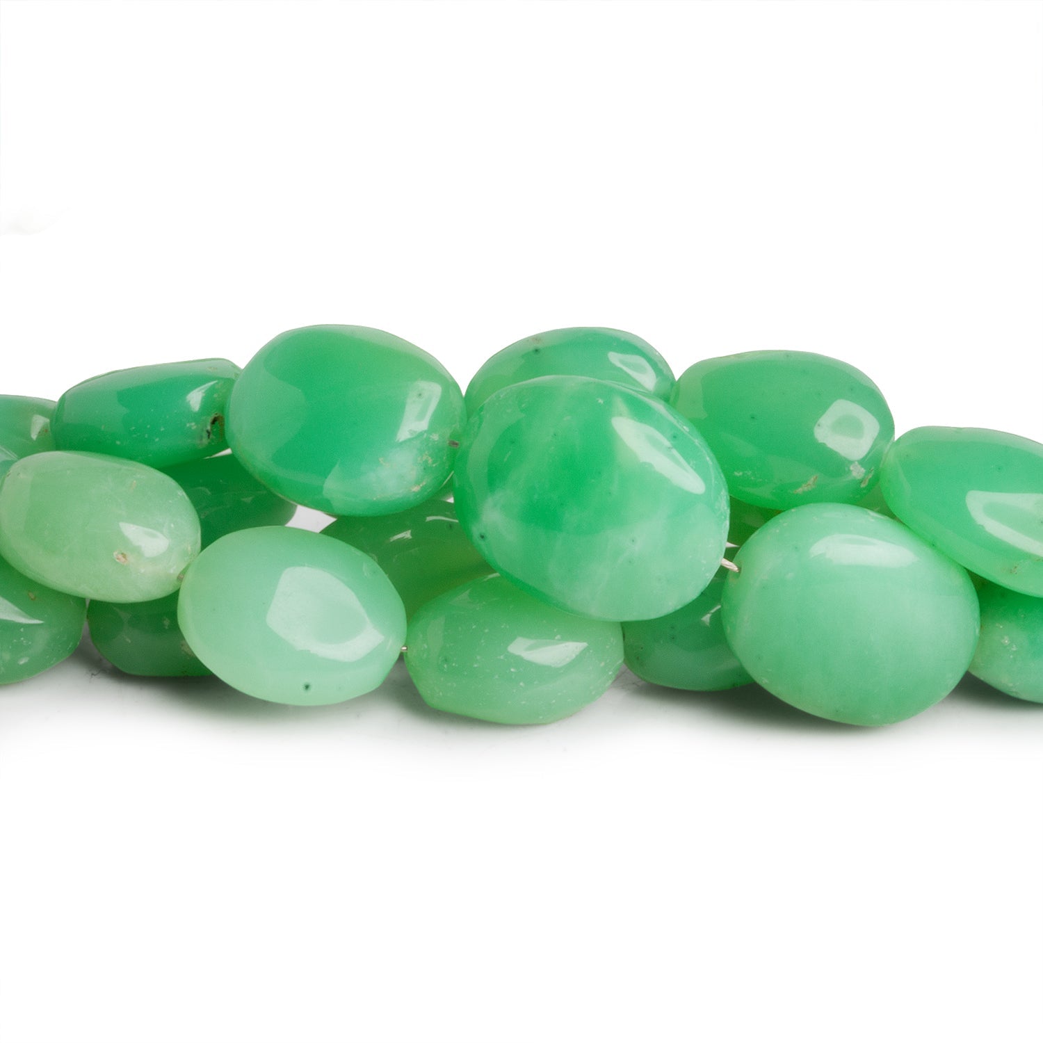 11x9mm Chrysoprase Plain Ovals 16 inch 35 beads - The Bead Traders