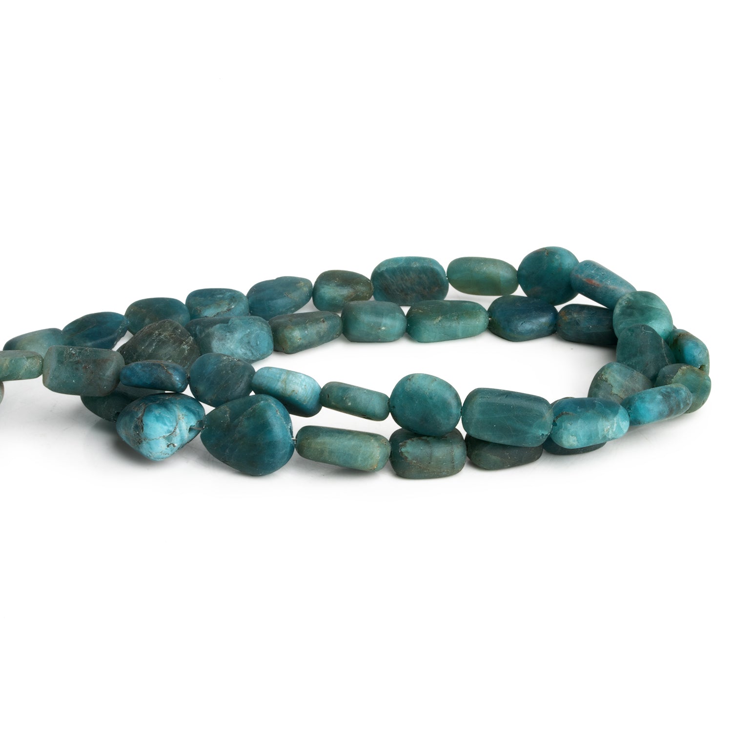 11x9mm Matte Apatite Nuggets 17 inch 38 beads - The Bead Traders