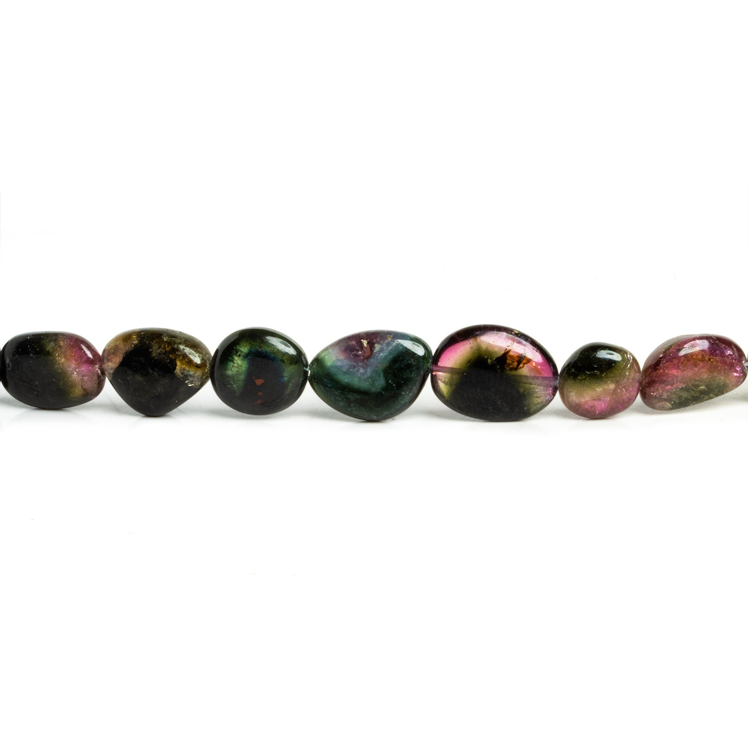 11x9mm Multicolor Tourmaline Plain Nuggets 16 inch 38 beads - The Bead Traders