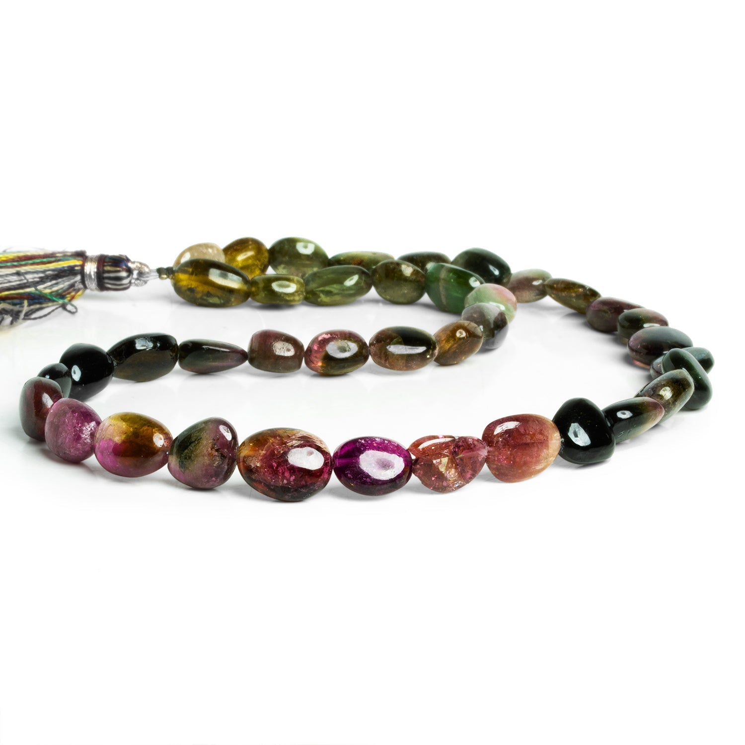 11x9mm Multicolor Tourmaline Plain Nuggets 16 inch 38 beads - The Bead Traders