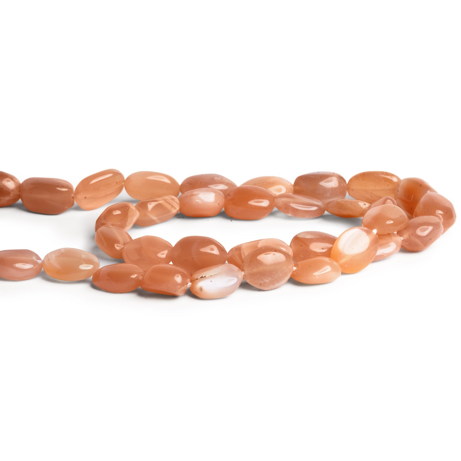 11x9mm Peach Moonstone Plain Ovals 14 inch 30 beads - The Bead Traders