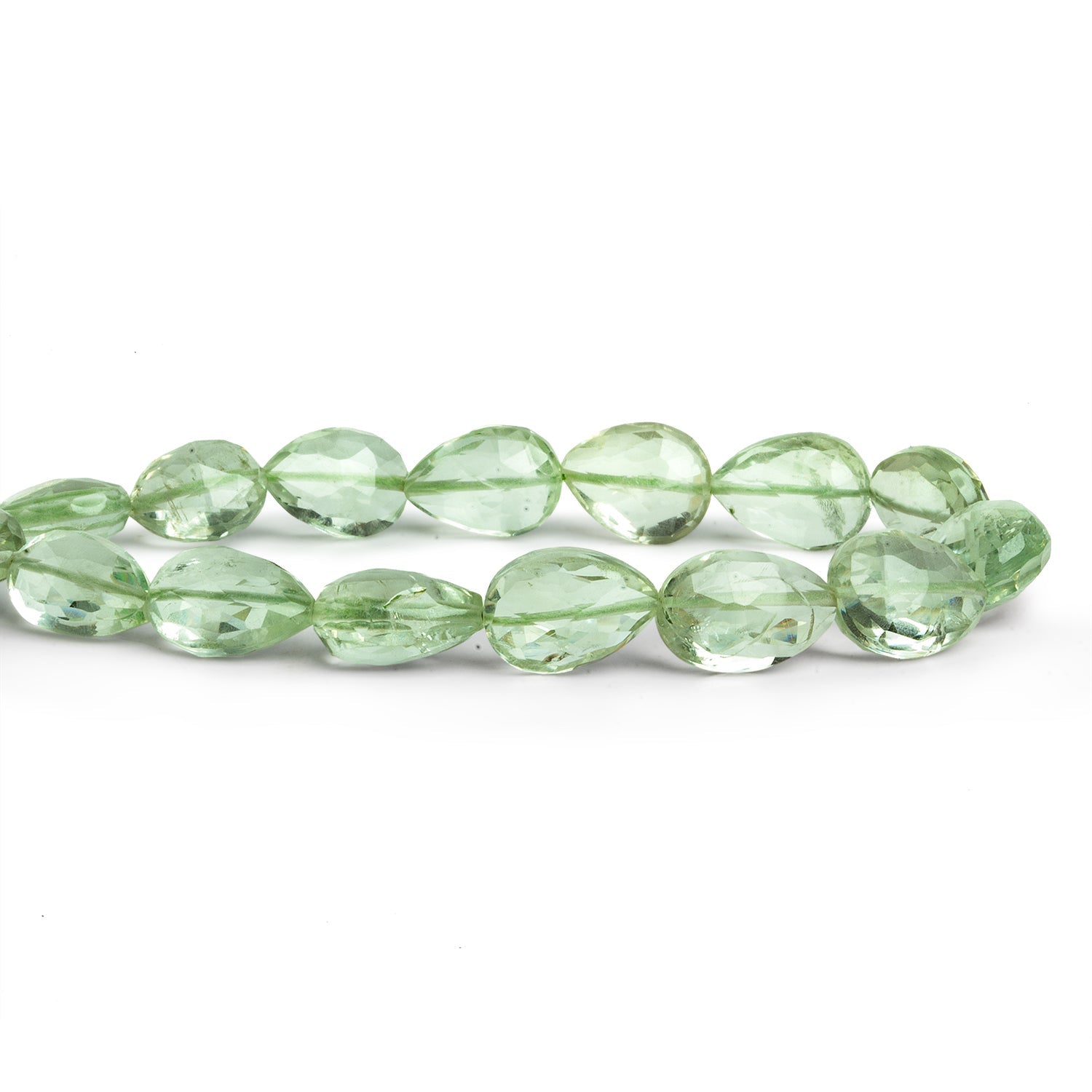 11x9mm Prasiolite Faceted Pears 8 inch 18 beads - The Bead Traders