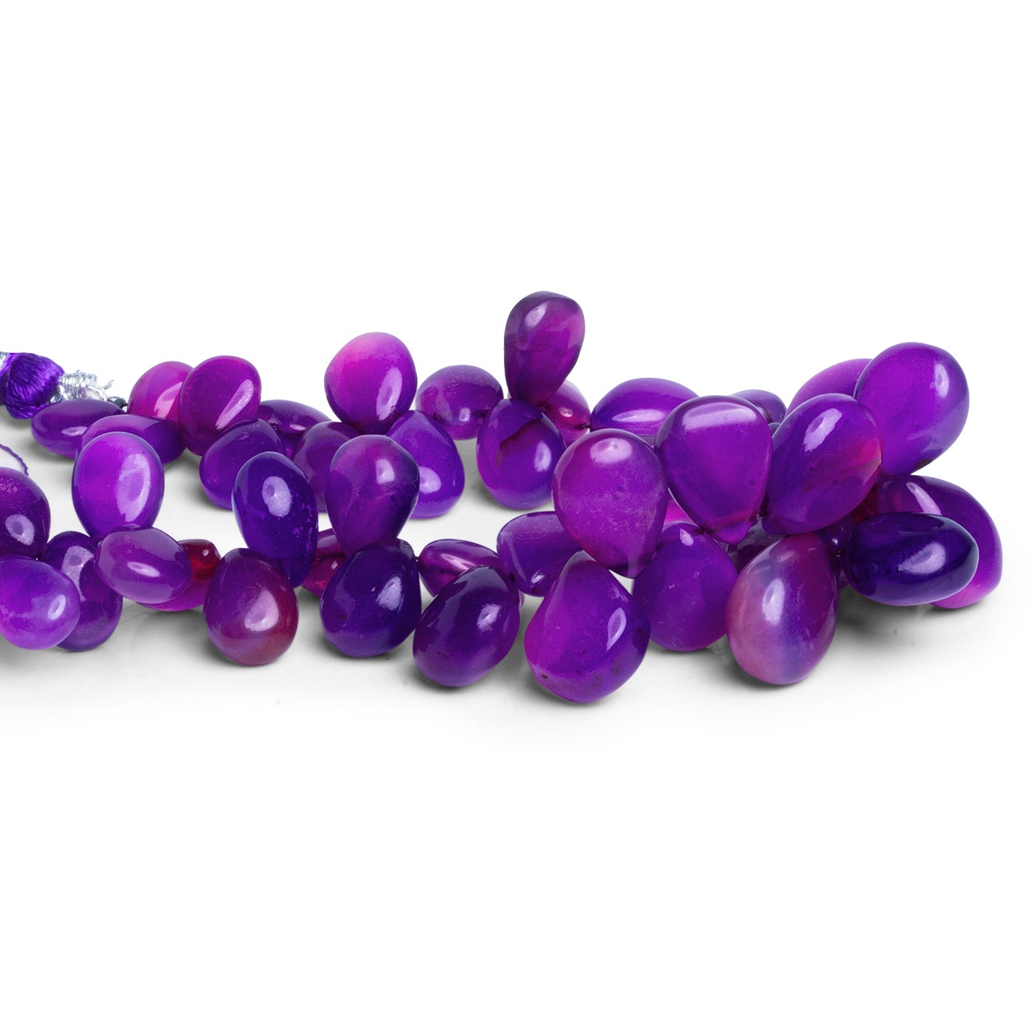 11x9mm Purple Chalcedony Plain Pears 7 inch 45 beads - The Bead Traders