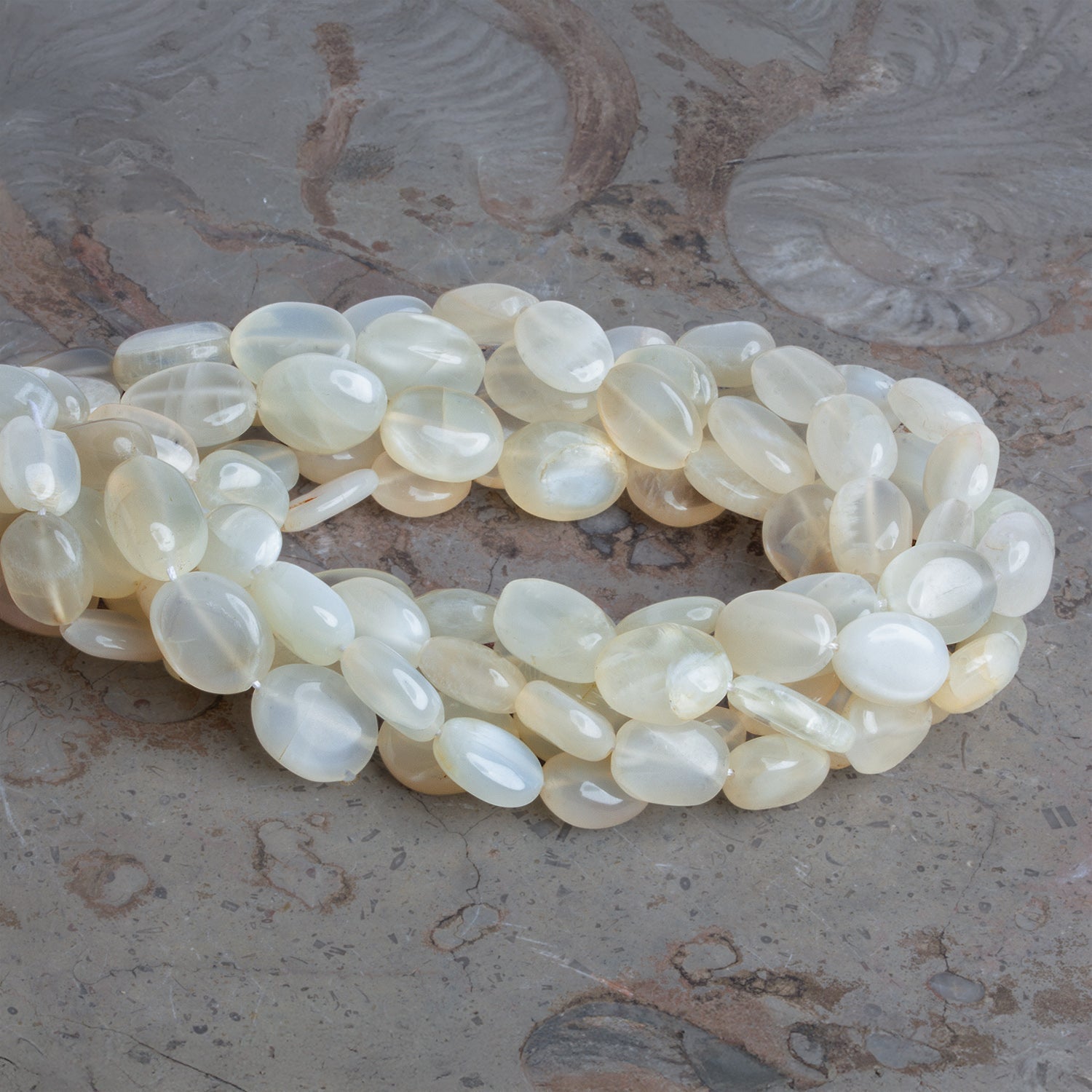 11x9mm White Moonstone Plain Ovals - Lot of 5 Strands - The Bead Traders
