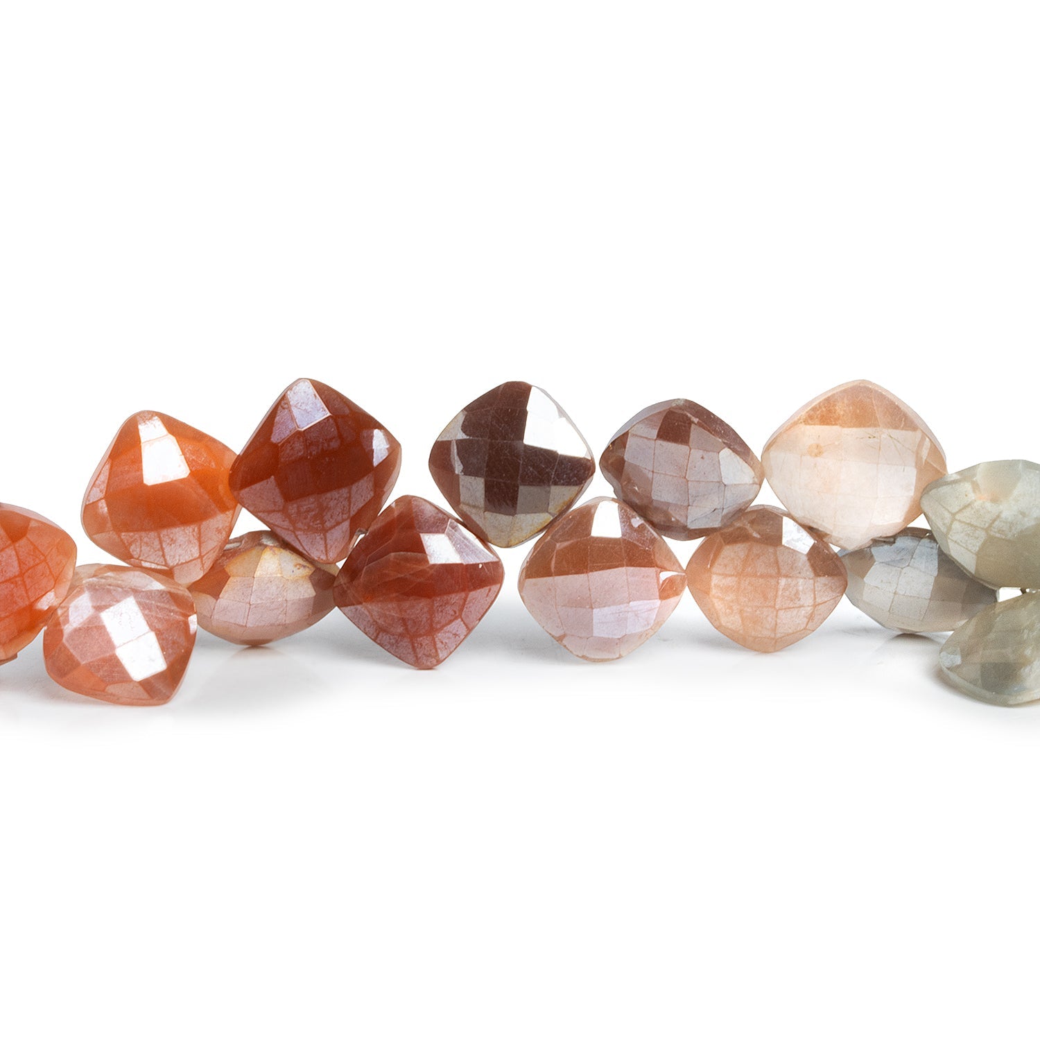 12-13mm Mystic Multi Moonstone Cushions 8 inch 35 beads - The Bead Traders