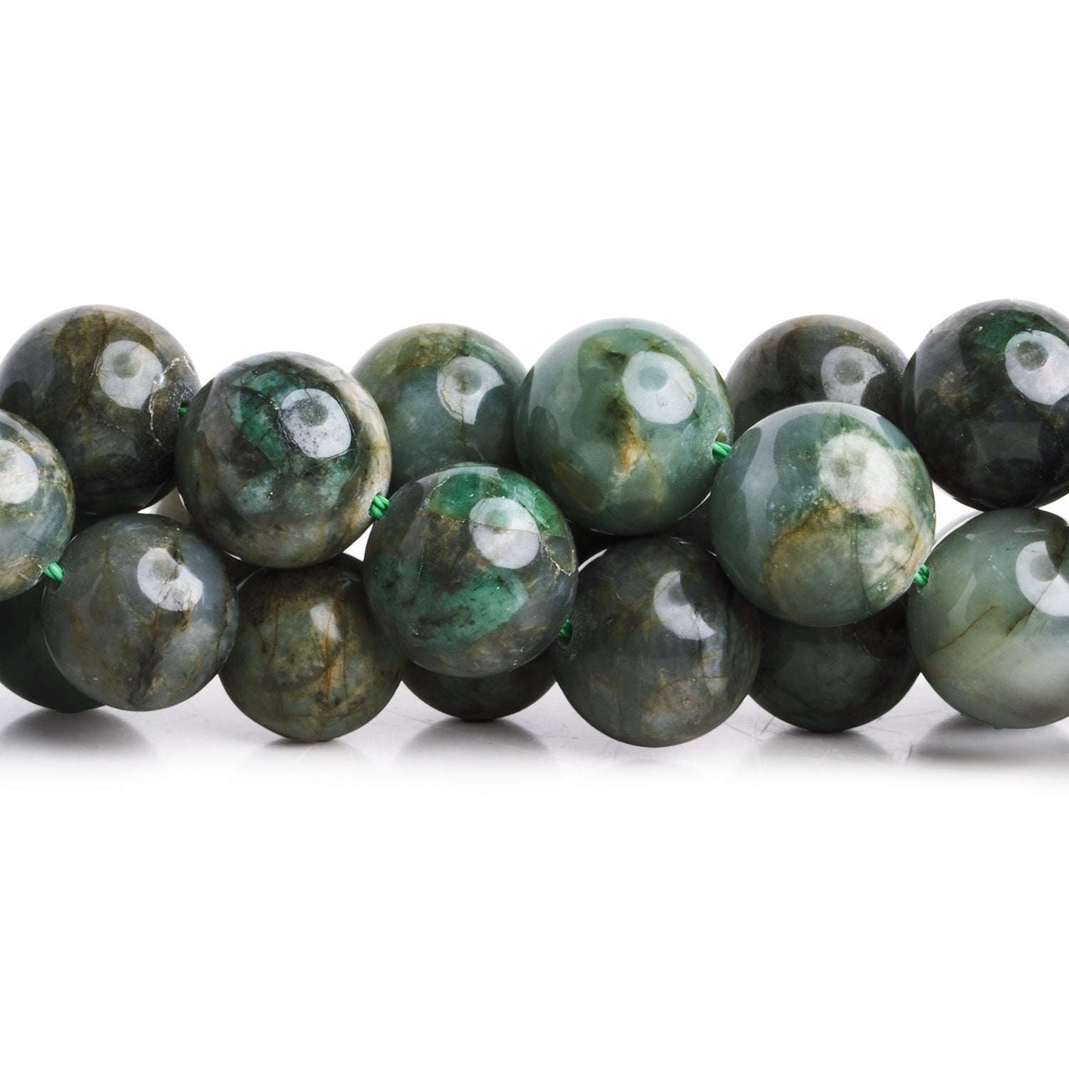 12 - 14mm Emerald Plain Rounds 16 inch 30 beads - The Bead Traders