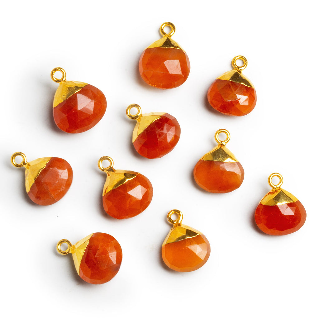12 - 14mm Gold Leafed Carnelian Faceted Heart Pendant 1 Bead - The Bead Traders