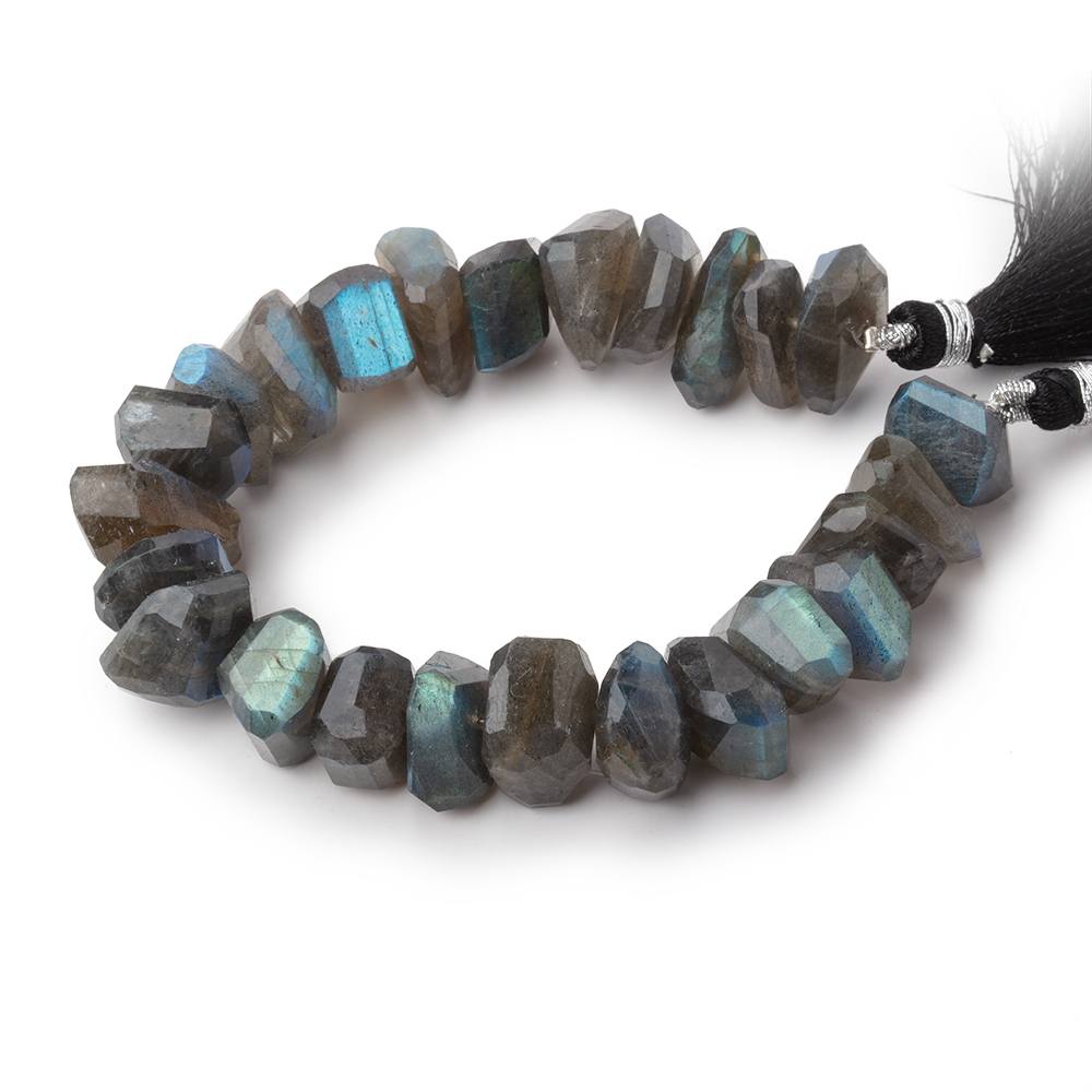 12 - 14mm Labradorite Faceted Nuggets 7.5 inch 23 Beads - The Bead Traders