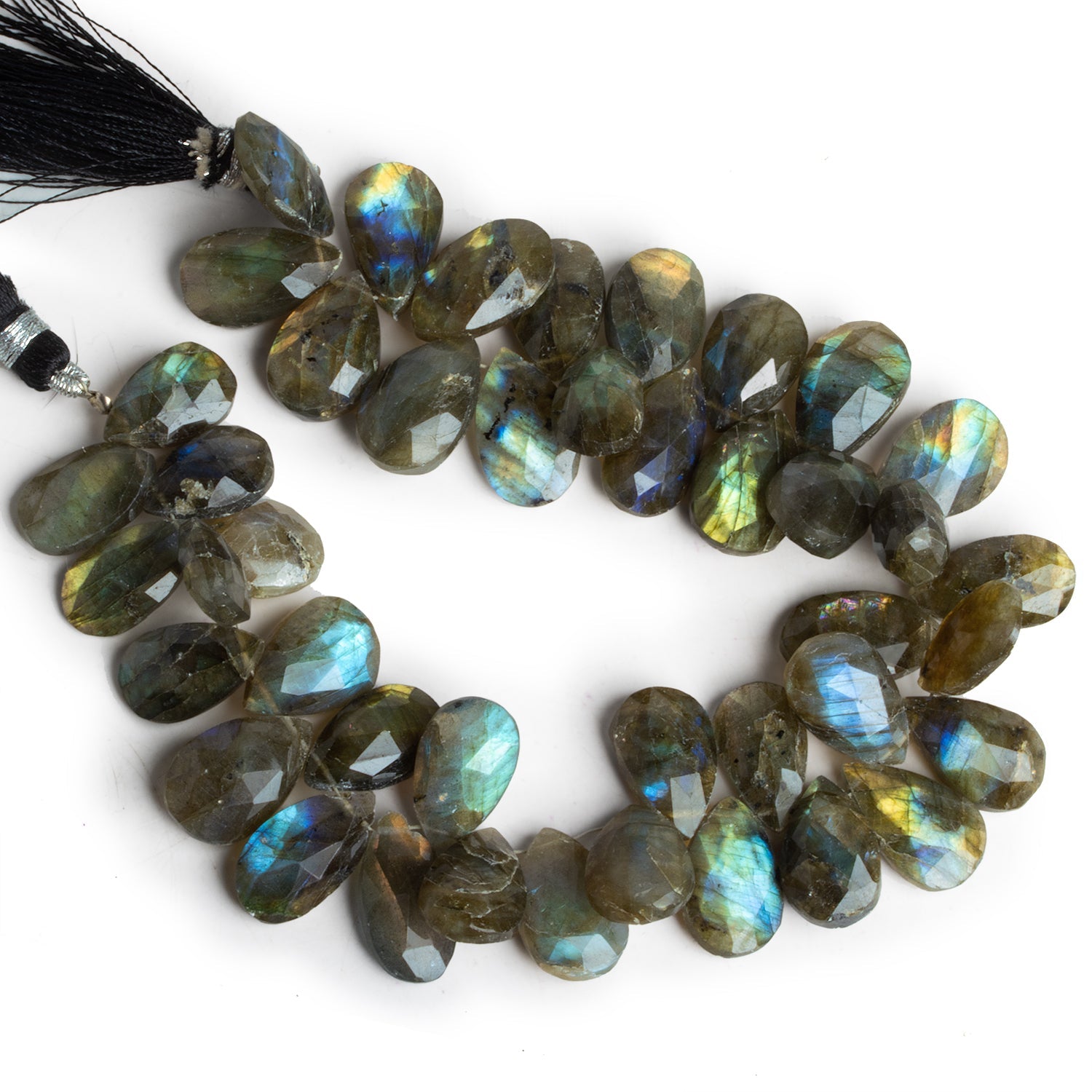 12 - 15mm Labradorite Faceted Pears 8 inch 28 beads - The Bead Traders