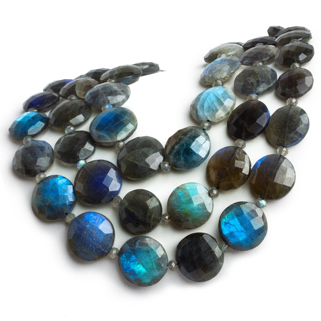 12 - 18mm Labradorite Faceted Coins 16 inch 23 beads - The Bead Traders