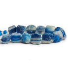 12 - 18mm Teal Blue Agate Hammer Faceted Squares 7.5 inch 12 beads - The Bead Traders