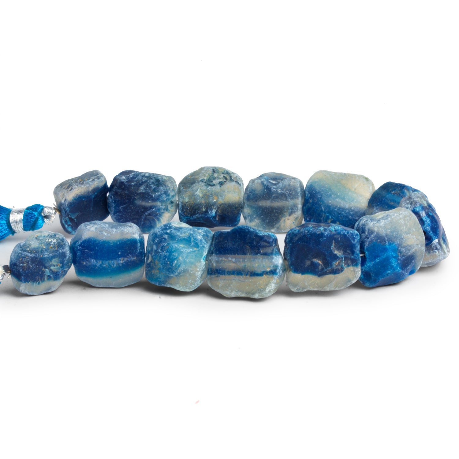 12 - 18mm Teal Blue Agate Hammer Faceted Squares 7.5 inch 12 beads - The Bead Traders