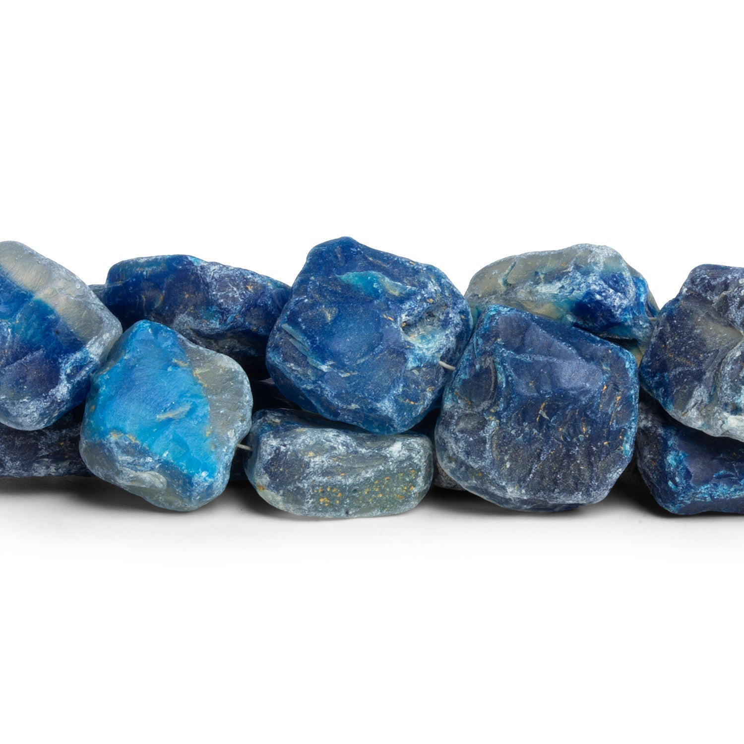 12 - 18mm Teal Blue Agate Hammer Faceted Squares 7.5 inch 12 beads - The Bead Traders