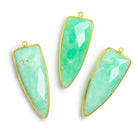 42x16mm Vermeil Bezel Chrysoprase faceted point 1 focal bead - The Bead Traders