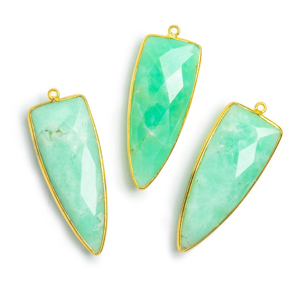 42x16mm Vermeil Bezel Chrysoprase faceted point 1 focal bead