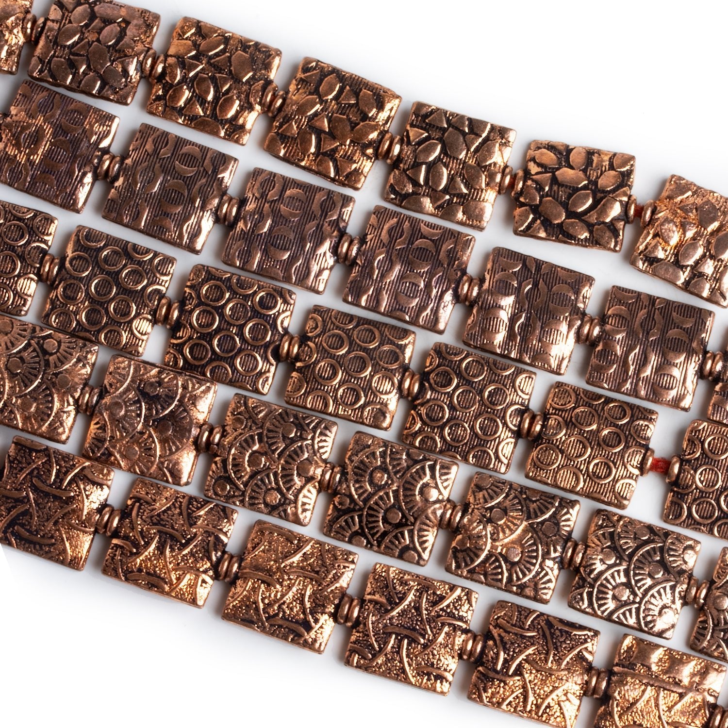 12mm Antiqued Copper Squares - Lot of 5 Strands - The Bead Traders