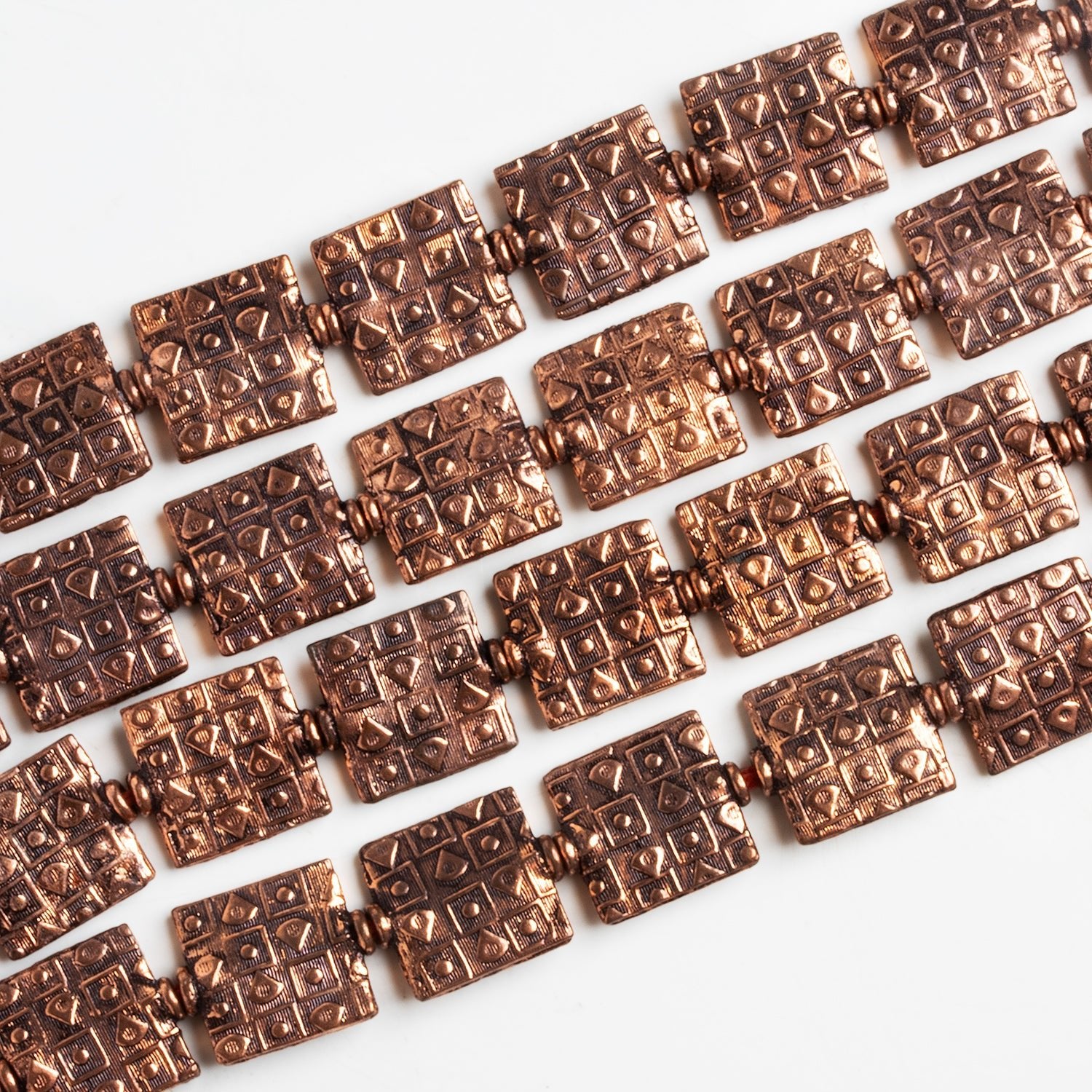 12mm Antiqued Copper Squares - Lot of 5 Strands - The Bead Traders