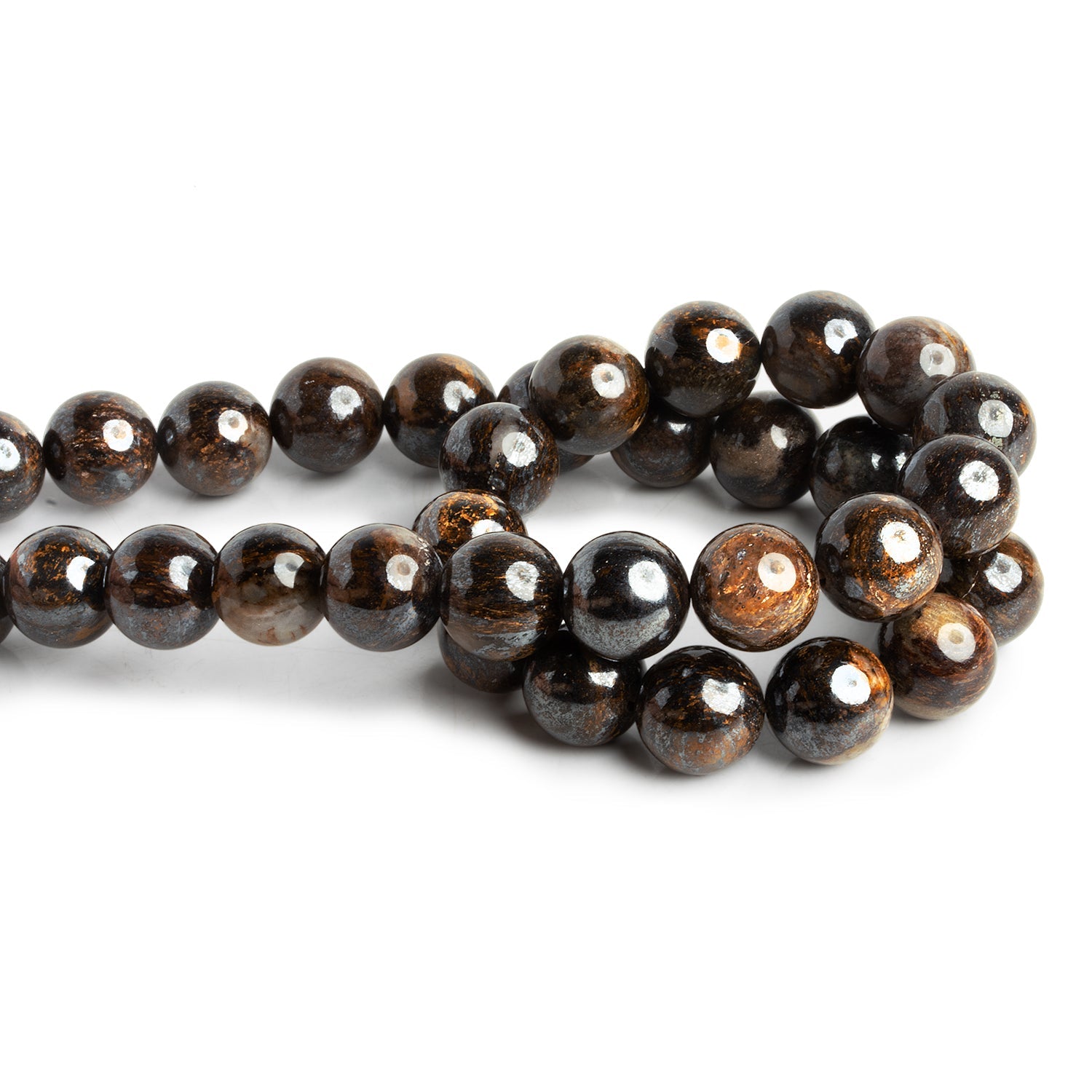 12mm Bronzite Plain Rounds 15 inch 32 beads AA Grade - The Bead Traders