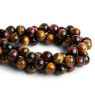 12mm Multi Tiger's Eye Plain Rounds 15 inch 32 beads - The Bead Traders