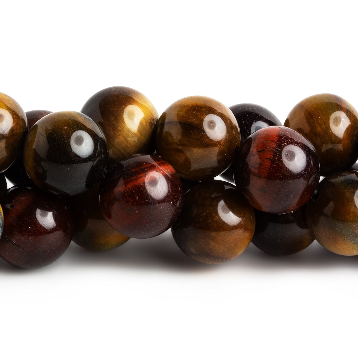 12mm Multi Tiger's Eye Plain Rounds 15 inch 32 beads - The Bead Traders