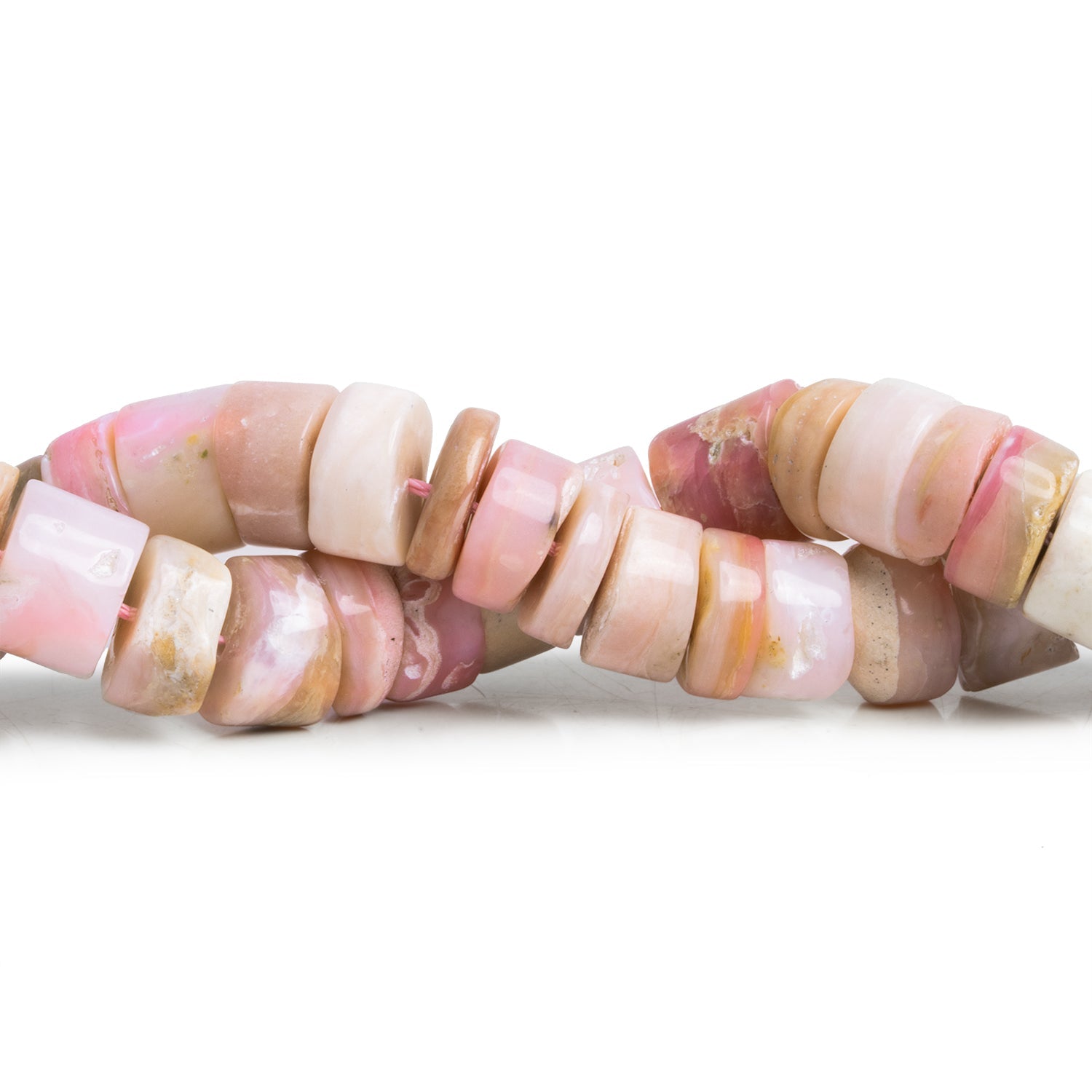 12mm Pink Peruvian Opal Plain Heishis 16 inch 50 beads - The Bead Traders