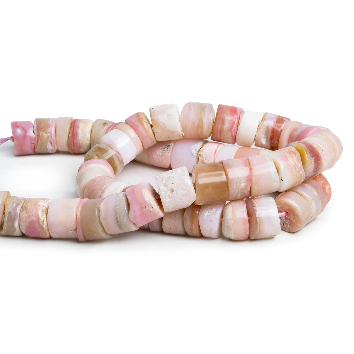 12mm Pink Peruvian Opal Plain Heishis 16 inch 50 beads - The Bead Traders