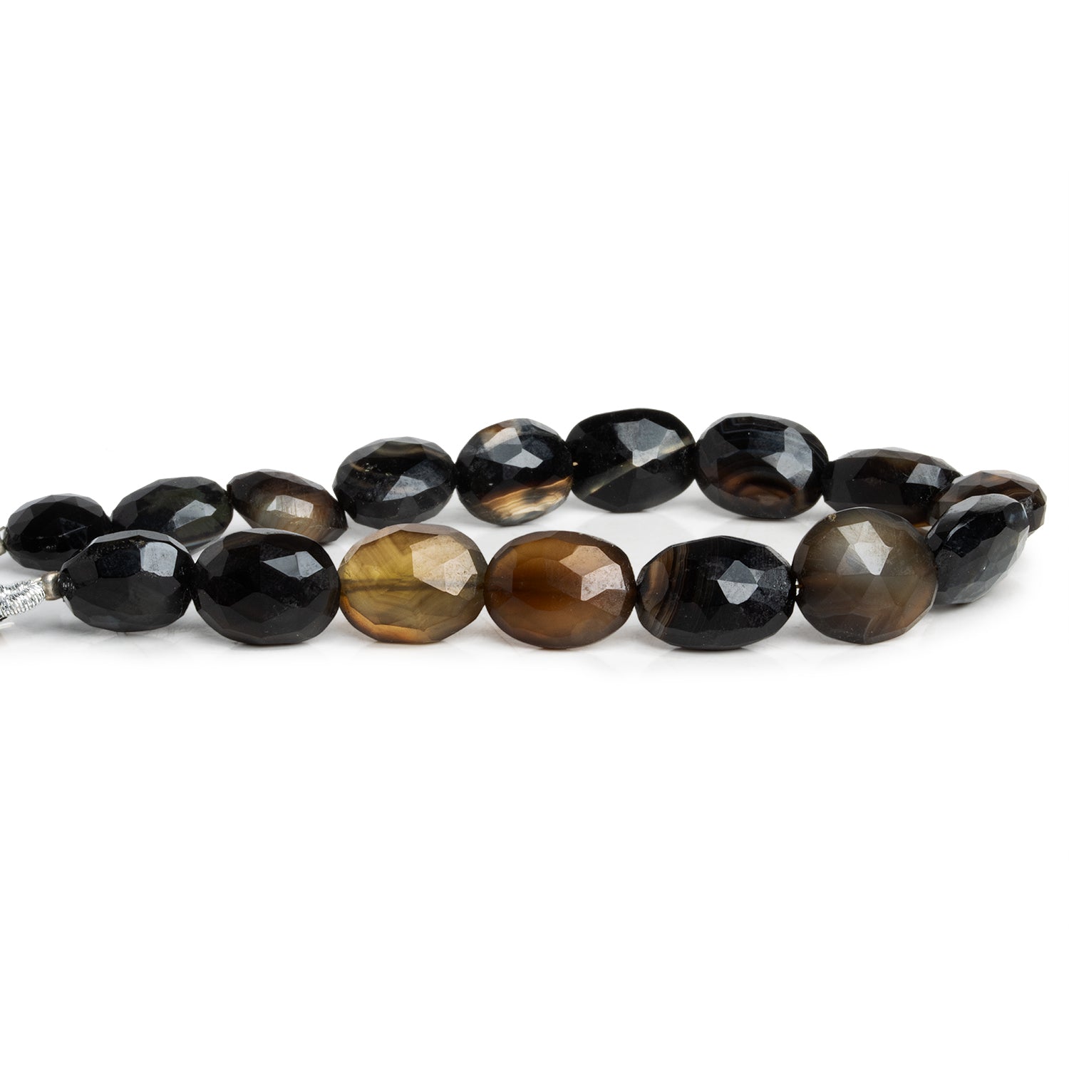 12x10mm Black Agate Faceted Ovals 8 inch 15 beads - The Bead Traders