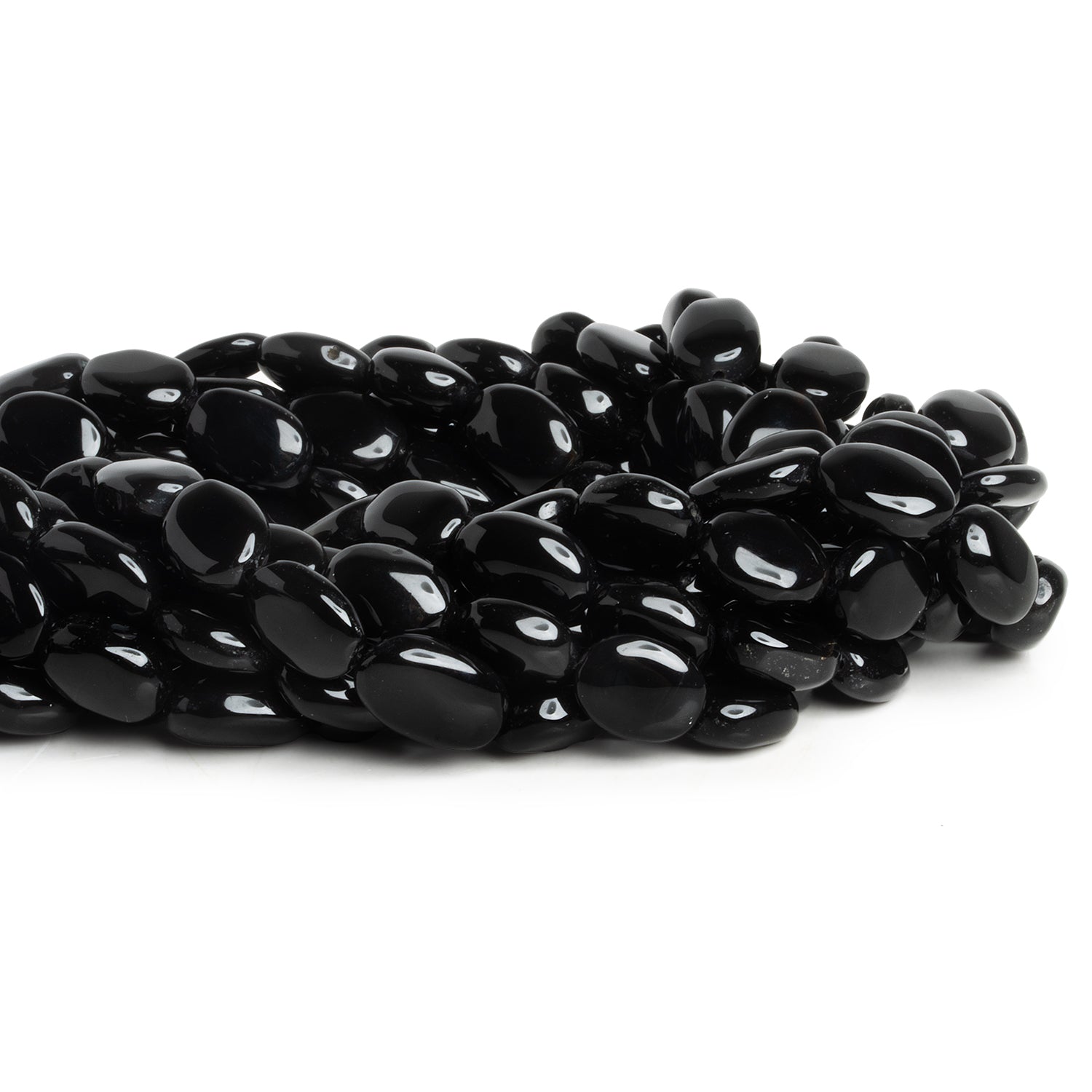 12x10mm Black Chalcedony Handcut Ovals 12 inch 25 beads - The Bead Traders
