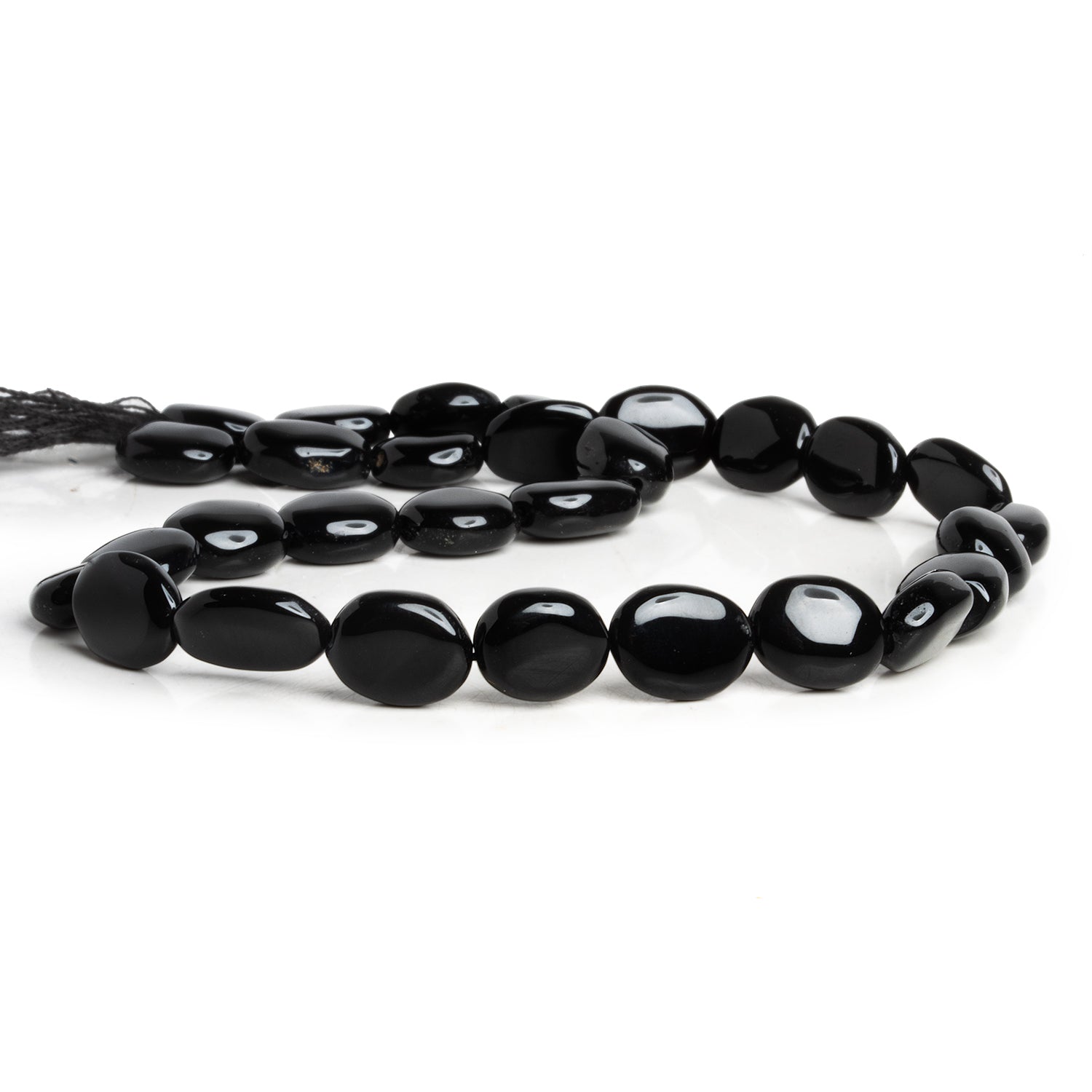 12x10mm Black Chalcedony Handcut Ovals 12 inch 25 beads - The Bead Traders
