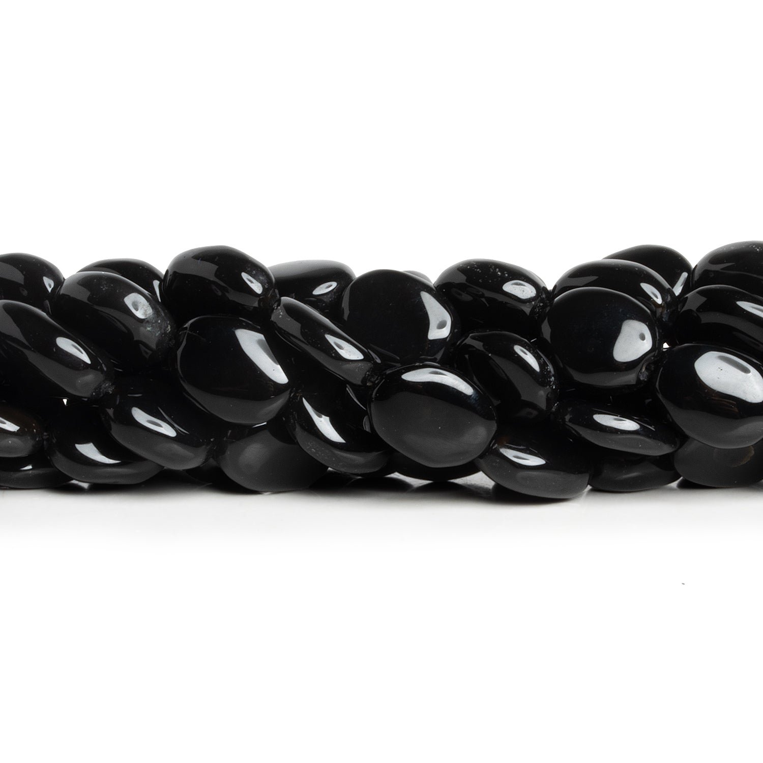 12x10mm Black Chalcedony Handcut Ovals 12 inch 25 beads - The Bead Traders