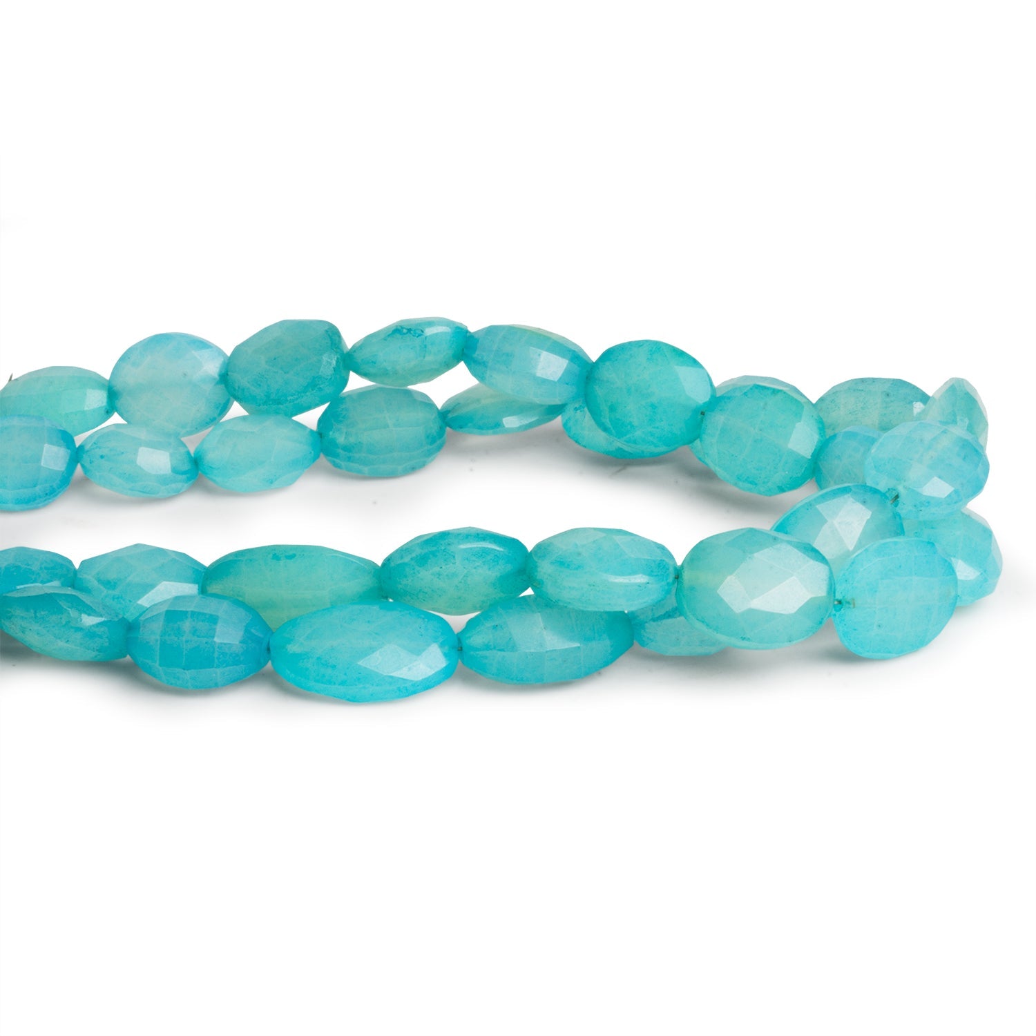 12x10mm Blue Chalcedony Faceted Ovals 8 inch - The Bead Traders