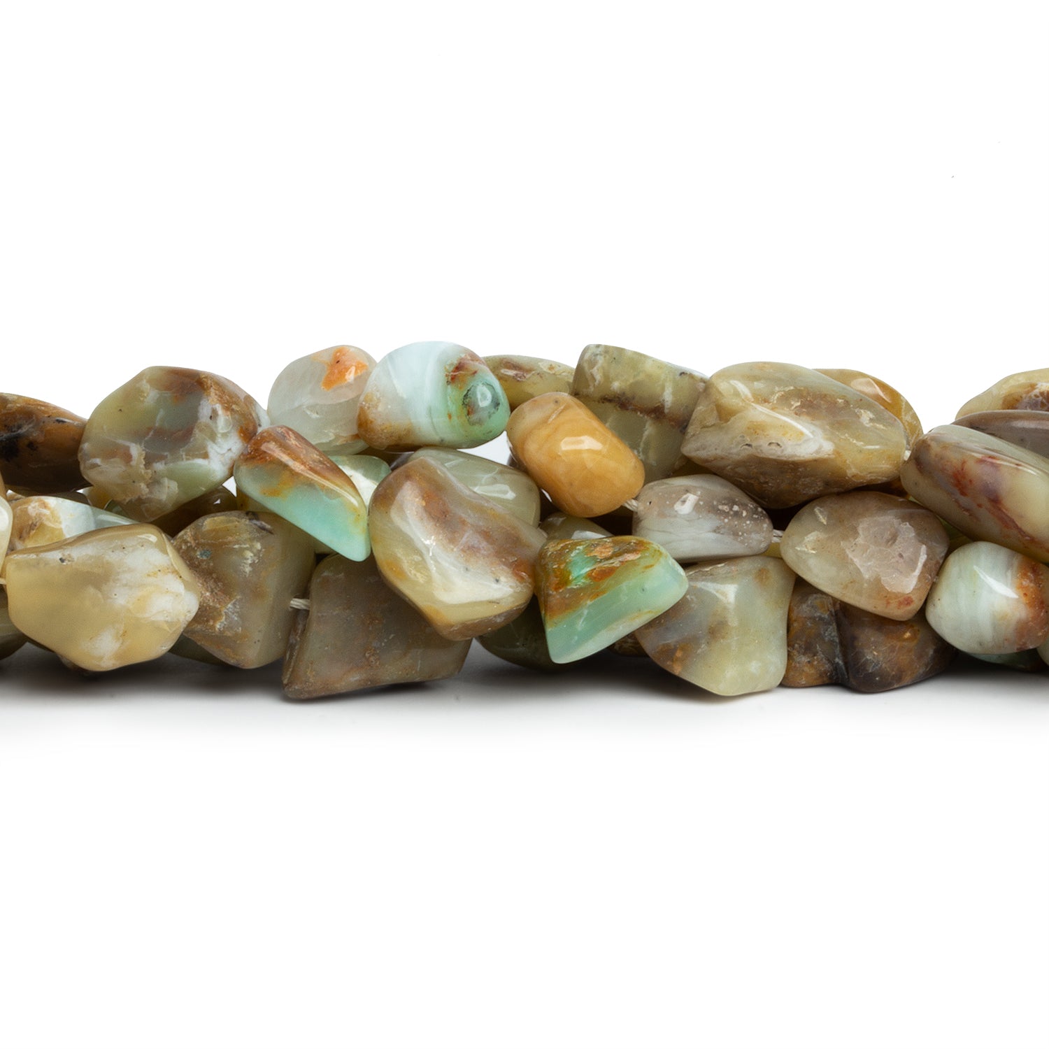 12x10mm Blue Opal w/ Matrix Nuggets 15 inch 35 beads - The Bead Traders