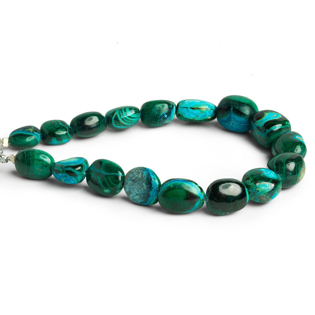 12x10mm Chrysocolla in Malachite Plain Nuggets 8 inch 15 beads - The Bead Traders