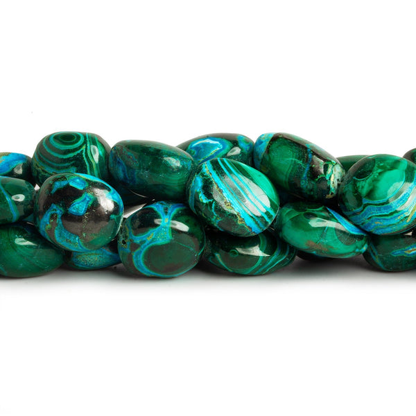12x10mm Chrysocolla in Malachite Plain Nuggets 8 inch 15 beads
