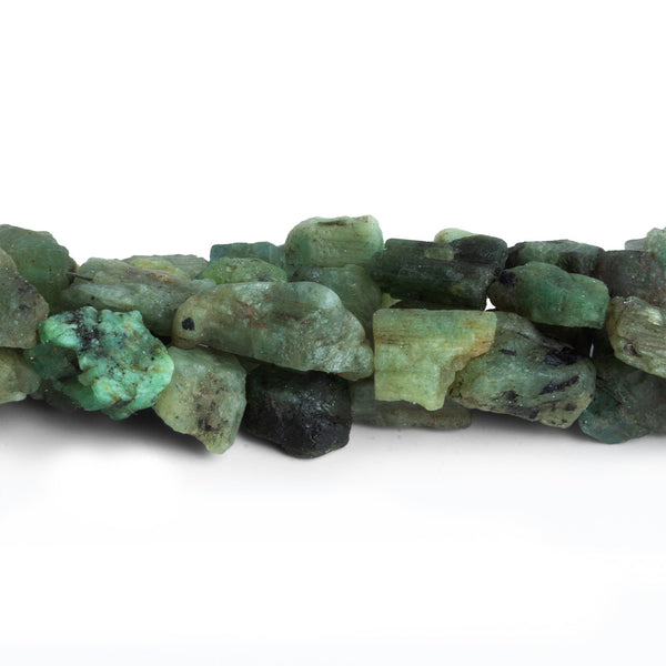 12x10mm Emerald Natural Crystals 8 inch 17 beads