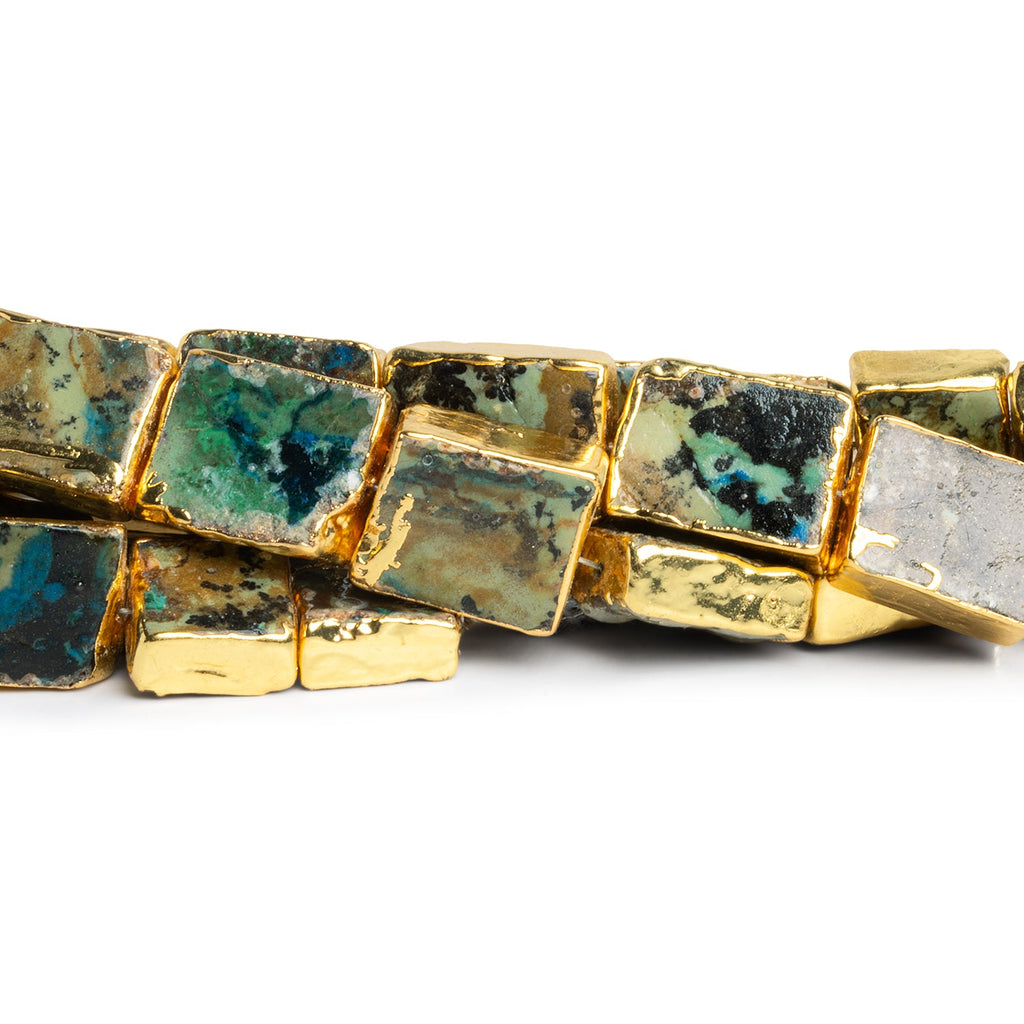 12x10mm Gold Leafed Azurite Plain Rectangles 3 inch 7 beads - The Bead Traders